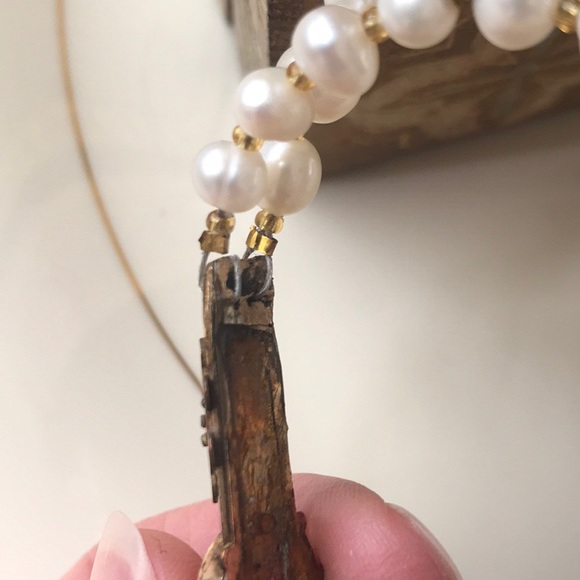 Antique rolled gold bar pin-- freshwater pearls bracelet - Picture 5 of 8